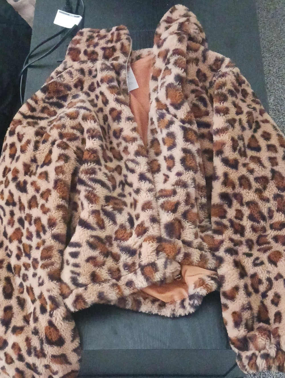 Leopard Print Faux Fur Jacket - Women (L)